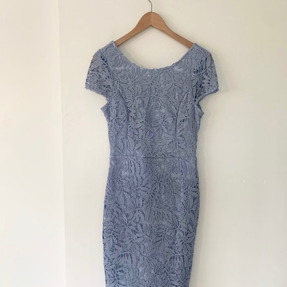 Lulu's Right Sheer, Right Now Periwinkle Blue Lace Bodycon Dress Size M - Picture 4 of 8